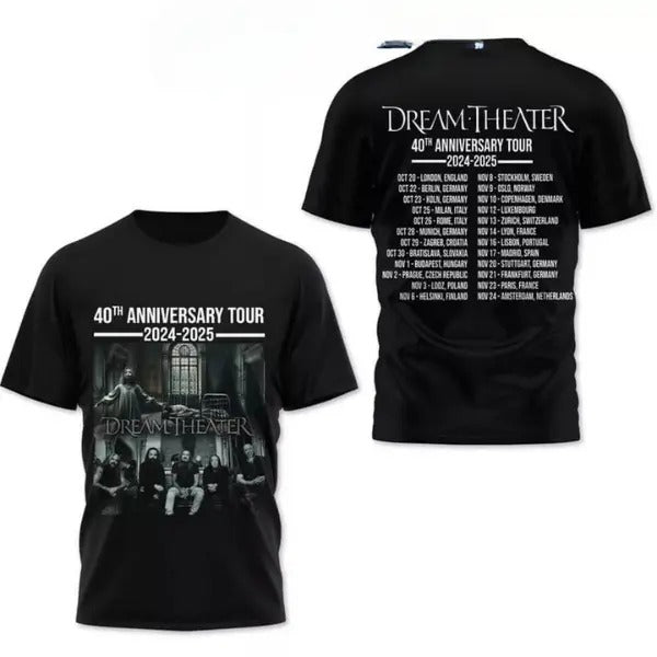 Dream Theater 40th Anniversary Tour 2024 2025 Cotton Crew Neck Trending Shirt Man T-Shirts, Hoodie, Sweatshirt