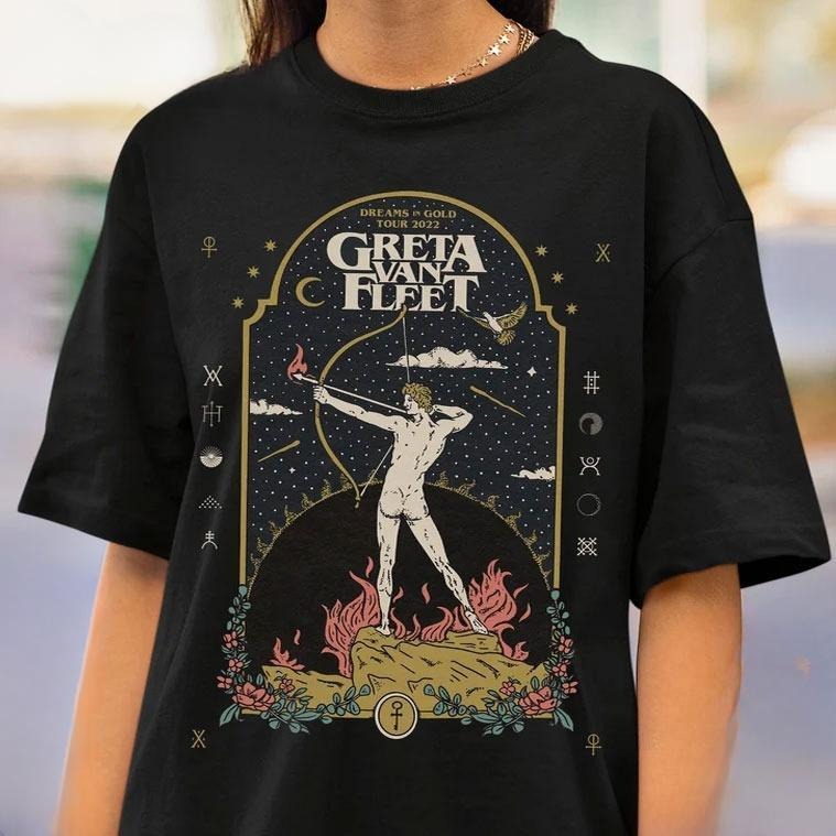 Dreams In Gold Greta Van Fleet T-Shirt _ Retro Graphic Unisex Tee Gift For Men and Women Hoodie, Sweatshirt