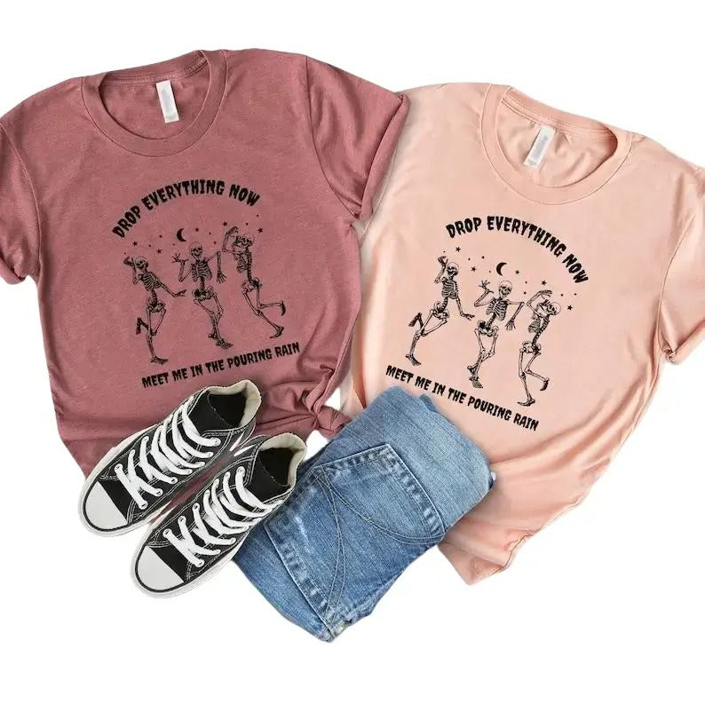 Drop Everything Now Distressed Skeleton Shirt T-Shirts, Hoodie, Sweatshirt