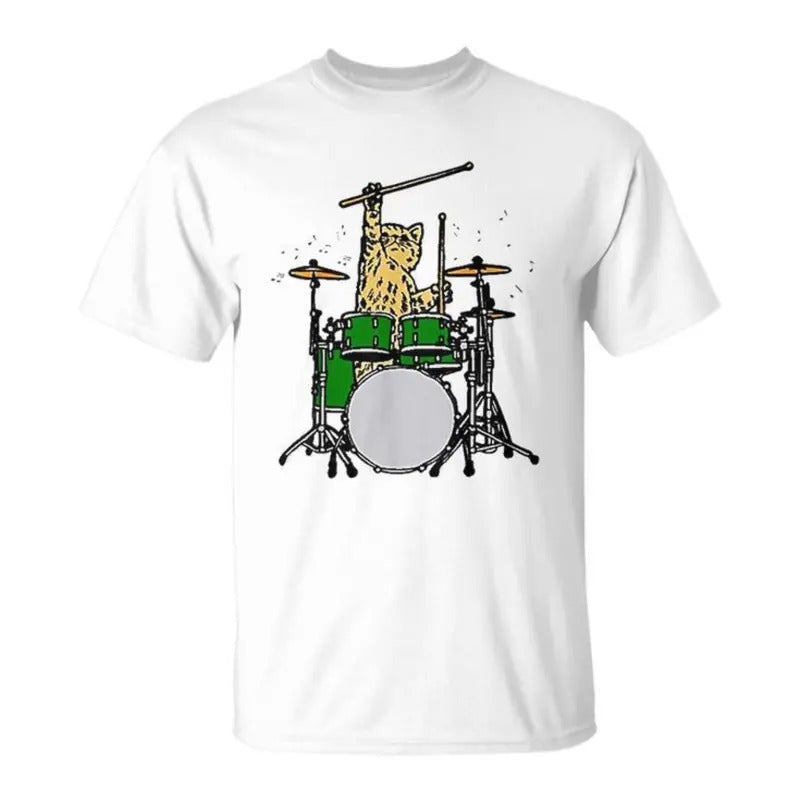 Drummer Cat Music Lover Musician Playing The Drums T-Shirt T-Shirt Hoodie, Sweatshirt | HypeDripTees.com