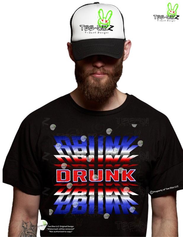 Drunk: Red White and Blue - 4th of July Men's Graphic T-shirt Casual Regular Short Sleeve Patriotic Style for Men