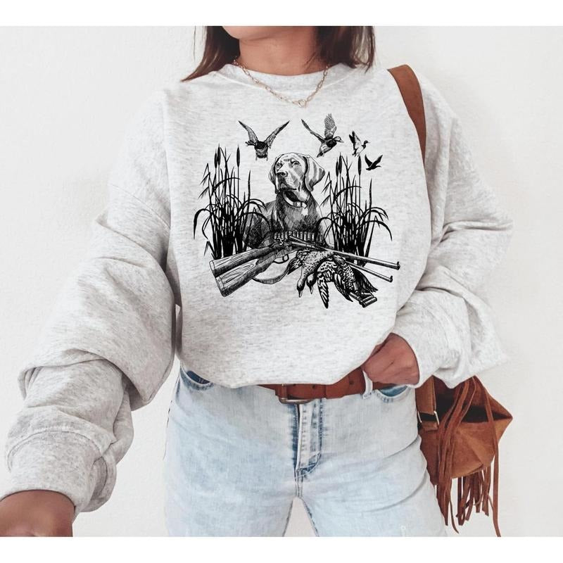 Duck Hunting Sweatshirts, Dog Duck Huntin Womenswear , He's Hunting, Abandonded Hunting Wife Social Club, Retro Sweaters...