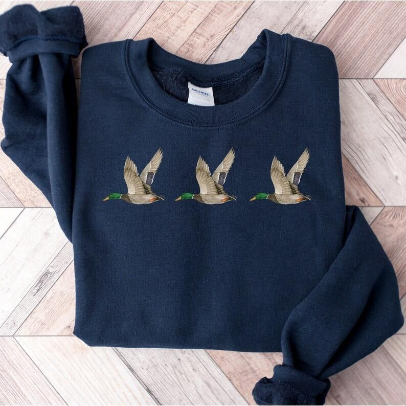Duck Sweatshirt Unisex, Nature Hiking Shirt, Bird Hunting Gift for Dad, Perfect for Wife & Outdoor Lovers Cotton Menswear...