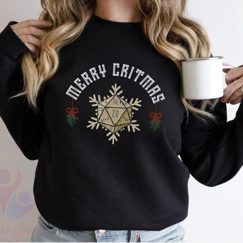 Dungeons and Dragons Christmas Party Sweatshirt Christmas Sweatshirt For DnD Fans Polyhedral Dice Xmas Hoodie Merry...