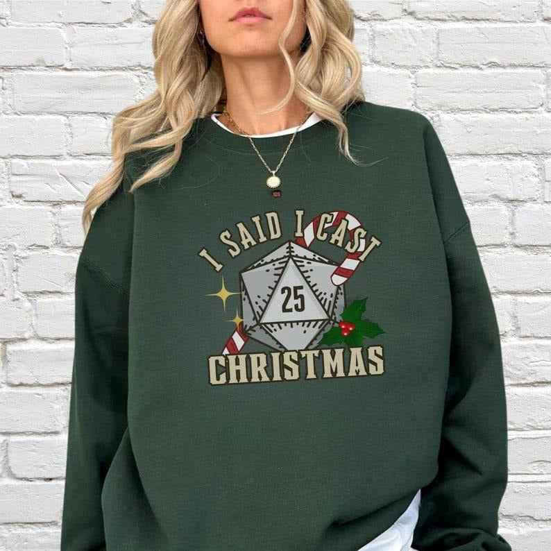 Dungeons and Dragons Christmas Party Sweatshirt Christmas Sweatshirt For DnD Fans Polyhedral Dice Xmas Hoodie Merry...