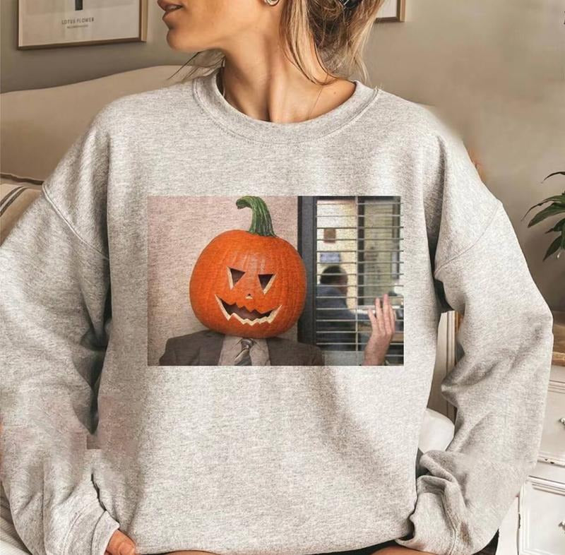 Dwight Pumpkin Head Crewneck, Office Halloween Shirt, Pumpkin Head Sweatshirt, The Office, Dwight Schrute, Funny...