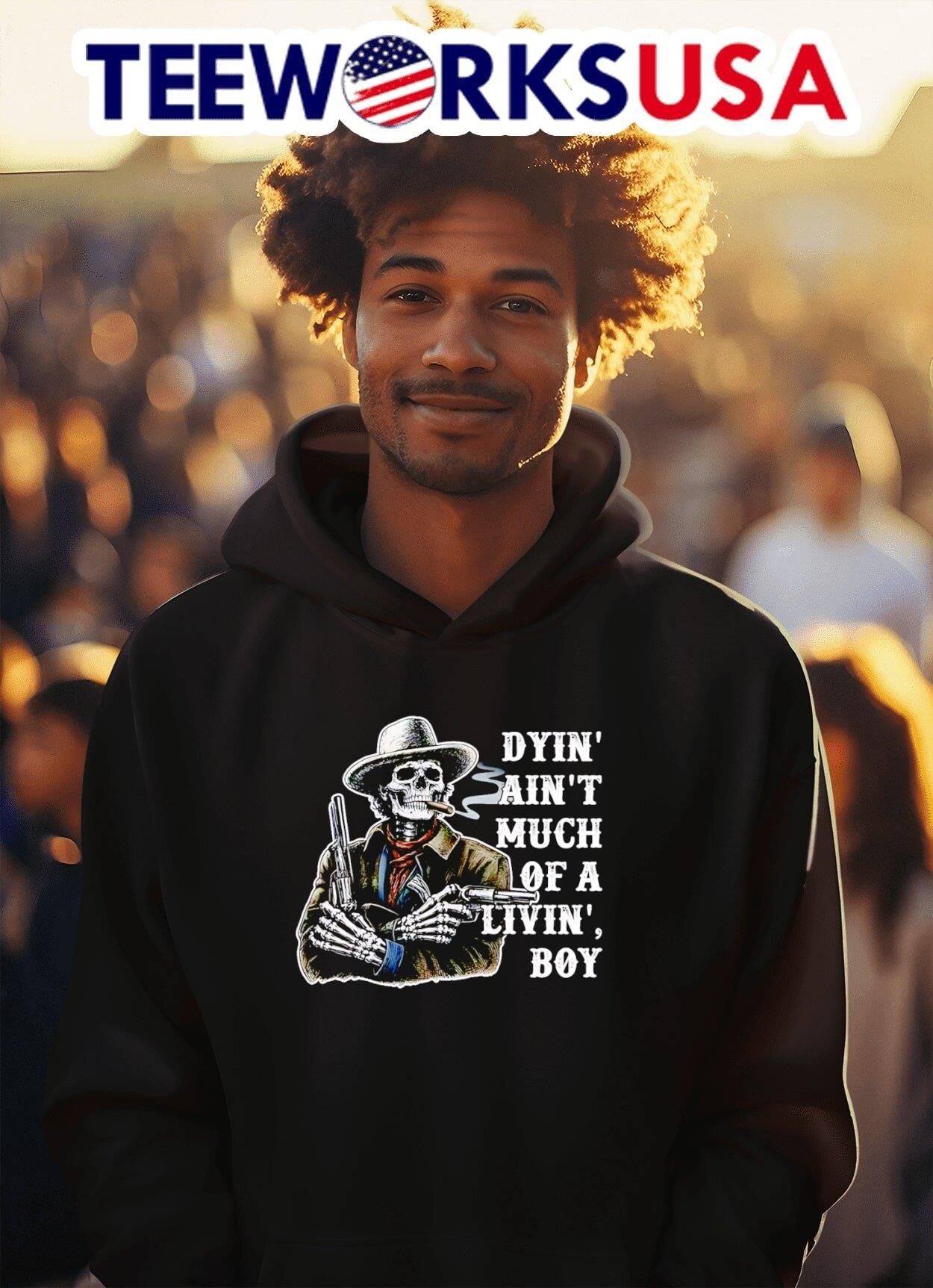 Dyin Ain’t Much Of A Livin Boy Cowboy Skeleton Shirt