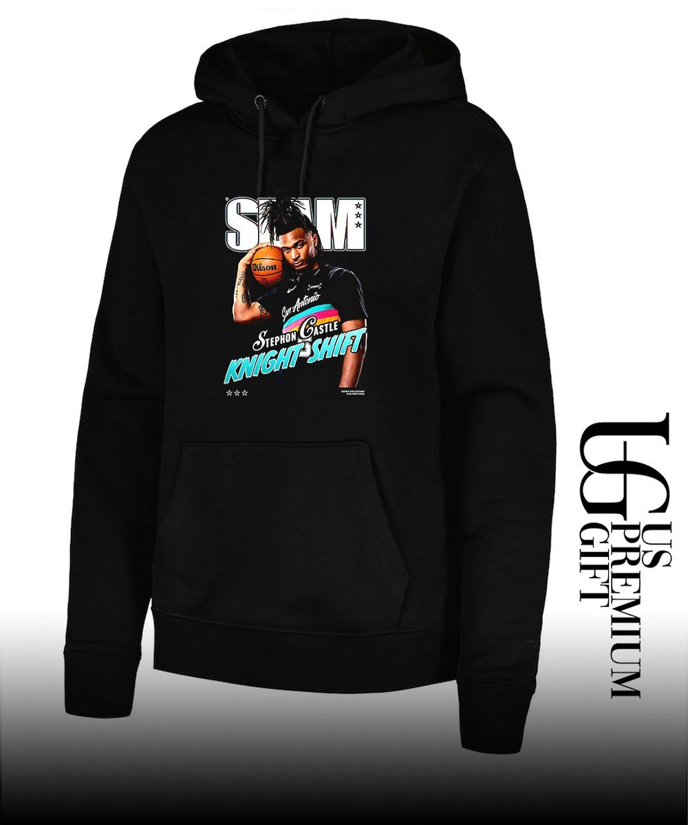 Dylan Harper rocking the Steph Castle Slam cover shirt