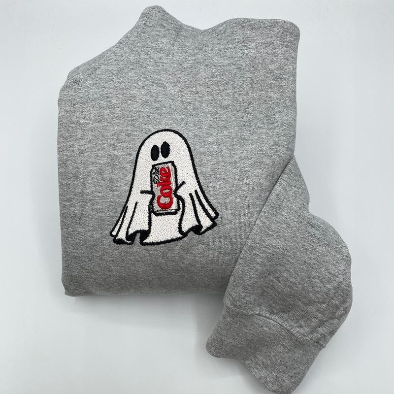 EMBROIDERED Halloween Ghost, Embroidered Ghost Diet Coke, Embroidery Ghost, Halloween Diet Coke, Diet Coke Lover Shirt...