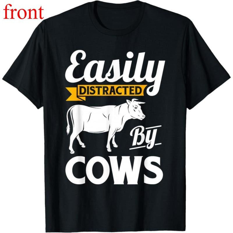 Easily Distracted By Cows - Funny Cow Famers Gift T-Shirt Hoodie, Sweatshirt | HypeDripTees.com