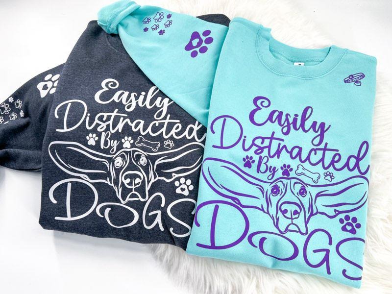 Easily Distracted By Dogs Sweatshirt Womenswear Comfy Oversized Mint or Charcoal T-Shirts, Hoodie | HypeDripTees.com