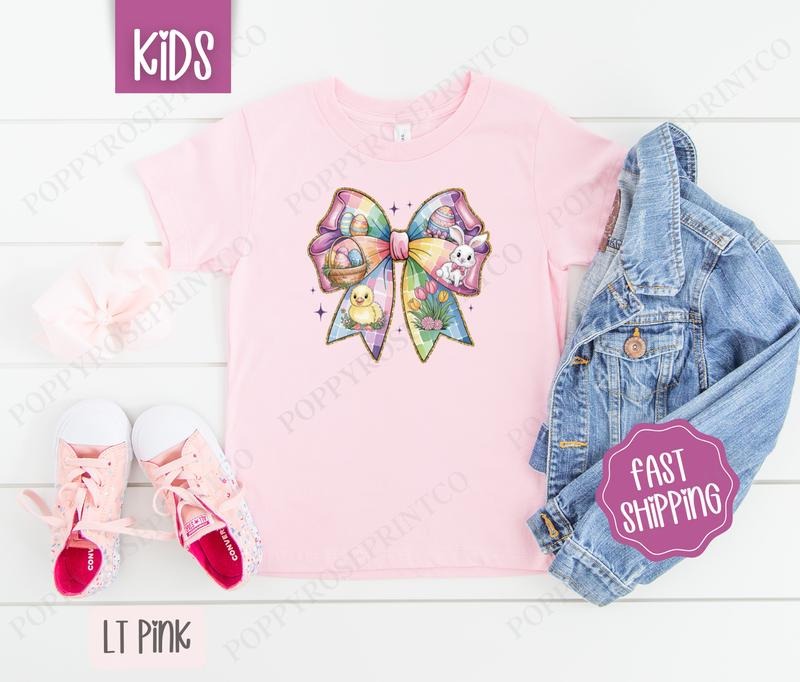 Easter Bow 1 Kids Shirt - Easter Children's Tshirt - Cute Coquette Youth Tee Gildan Hoodie, Sweatshirt | HypeDripTees.com