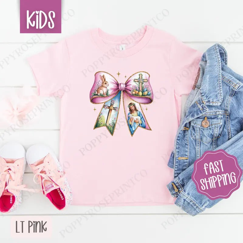 Easter Bow 2 Shirt Easter Children'S Cute Coquette Gildan T-Shirts, Hoodie, Sweatshirt