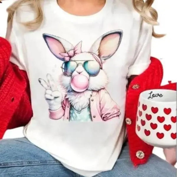 Easter Bunny Bubblegum Casual Womenswear T-shirt Unisex sizing Fit Tee Hoodie, Sweatshirt | HypeDripTees.com