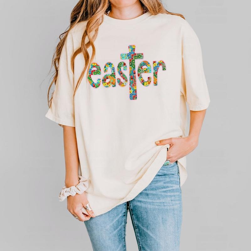 Easter Cross Christian Shirt, Floral Faith Tee, Spring Religious Sweatshirt for Women, Inspirational Easter Outfit Hoodie