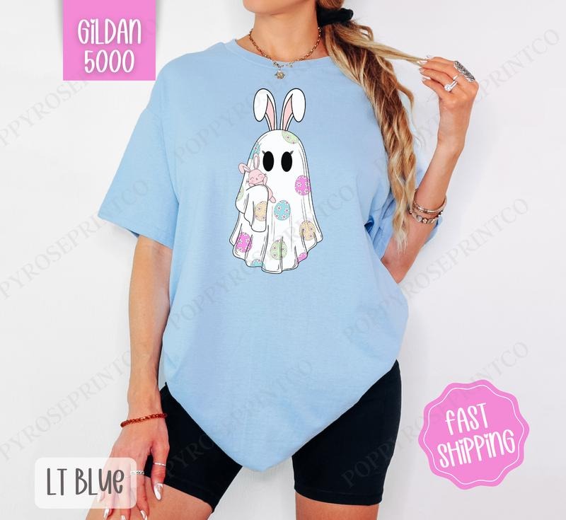 Easter Ghost Full Size Shirt Gildan, Women's Tee, Cute Easter Women's Tshirt Plus Sizes Hoodie, Sweatshirt | HypeDripTees.com