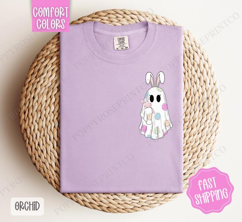 Easter Ghost Shirt Comfort Colors, Women's Easter Tee, Cute Women's Tshirt Hoodie, Sweatshirt | HypeDripTees.com