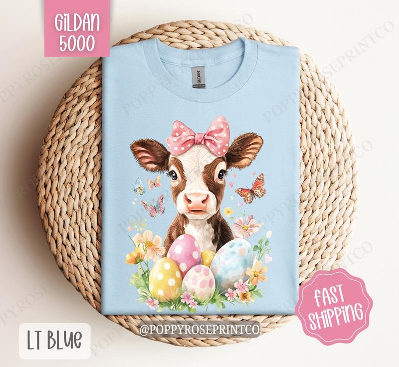 Easter Highland Cow Shirt Gildan, Women's Cow Tee, Cute Easter Women's Tshirt Plus Sizes Hoodie, Sweatshirt