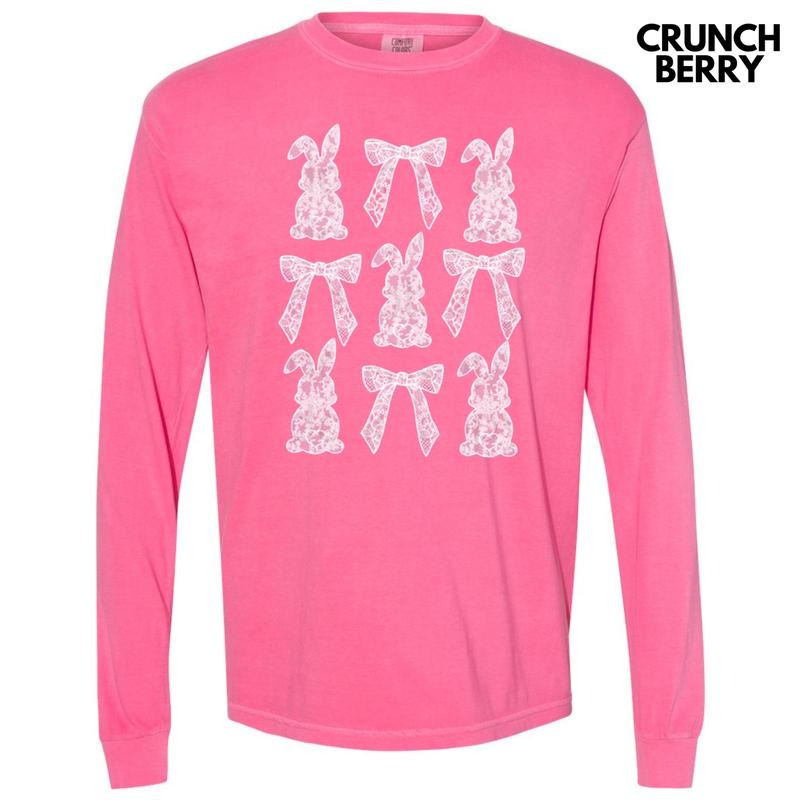 Easter Lace Coquette Long Sleeve Comfort Colors T-Shirt Hoodie, Sweatshirt | HypeDripTees.com