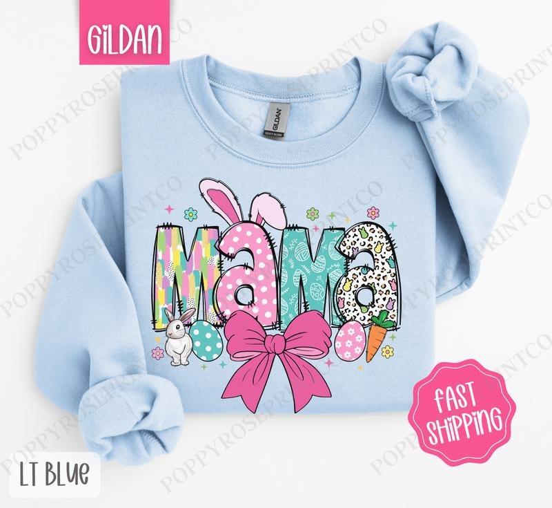 Easter Mama Sweatshirt, Cute Easter Crewneck, Trendy Mom Women's Sweater, Gift for Her T-Shirts, Hoodie | HypeDripTees.com