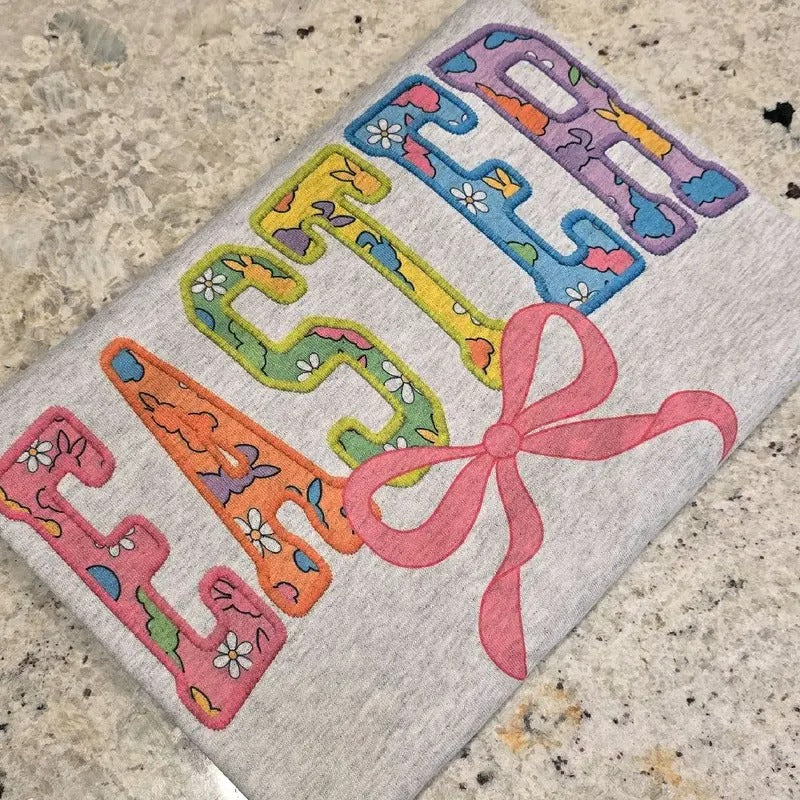 Easter Multi Color with Bow Graphic Tee or Sweatshirt Hoodie | HypeDripTees.com