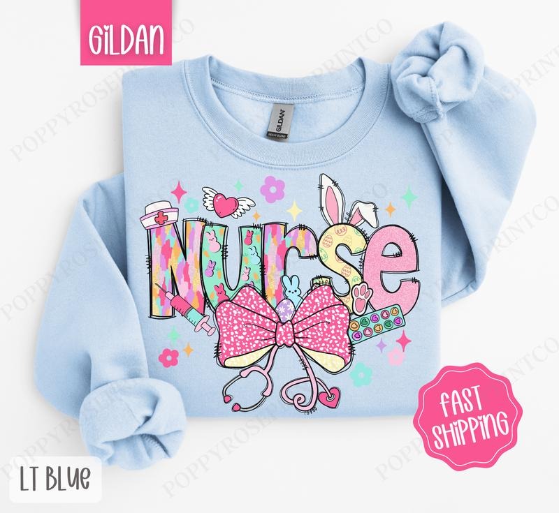 Easter Nurse Sweatshirt, Holiday RN Crewneck, Trendy Easter Women's Sweater, Gift for Nurse T-Shirts, Hoodie