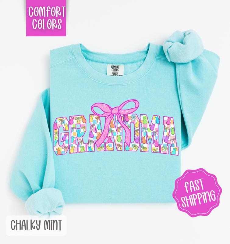 Easter Peep Grandma Comfort Colors Sweatshirt, Cute Easter Women's Crewneck, Trendy Grandma Sweater, Gift for Her...