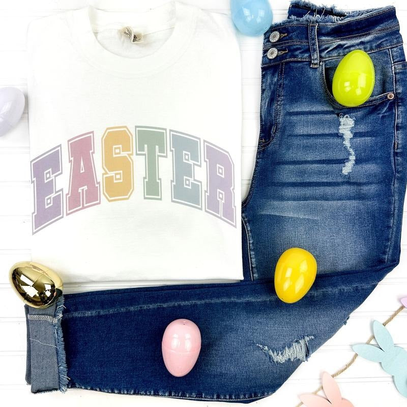 Easter Varsity Letter Comfort Color T-Shirt Hoodie, Sweatshirt | HypeDripTees.com