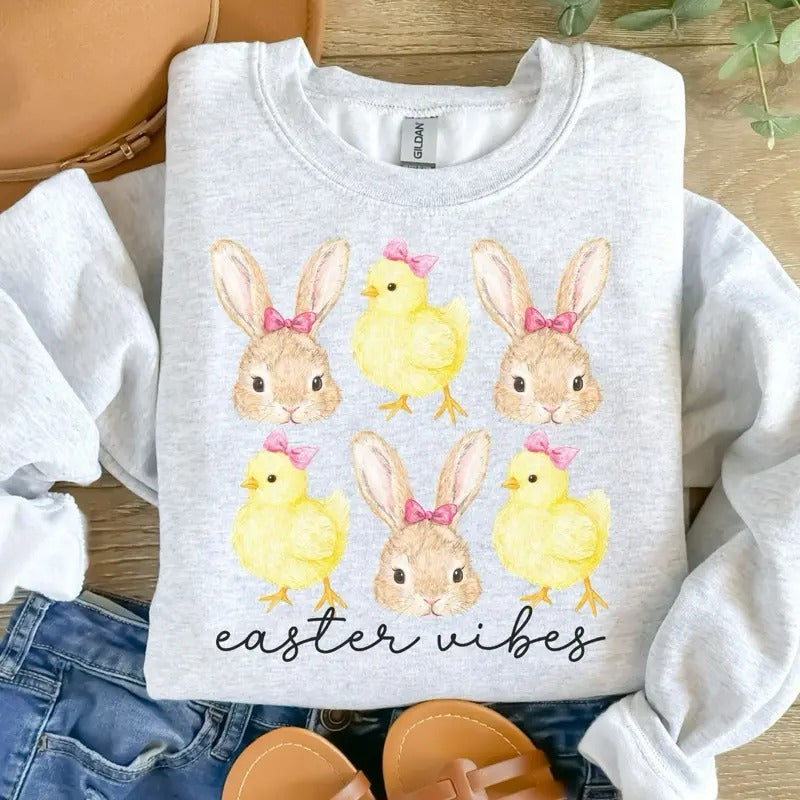 Easter Vibes - Ash Grey - Sublimation-  - Unisex Jersey Sweatshirt T-Shirts, Hoodie | HypeDripTees.com