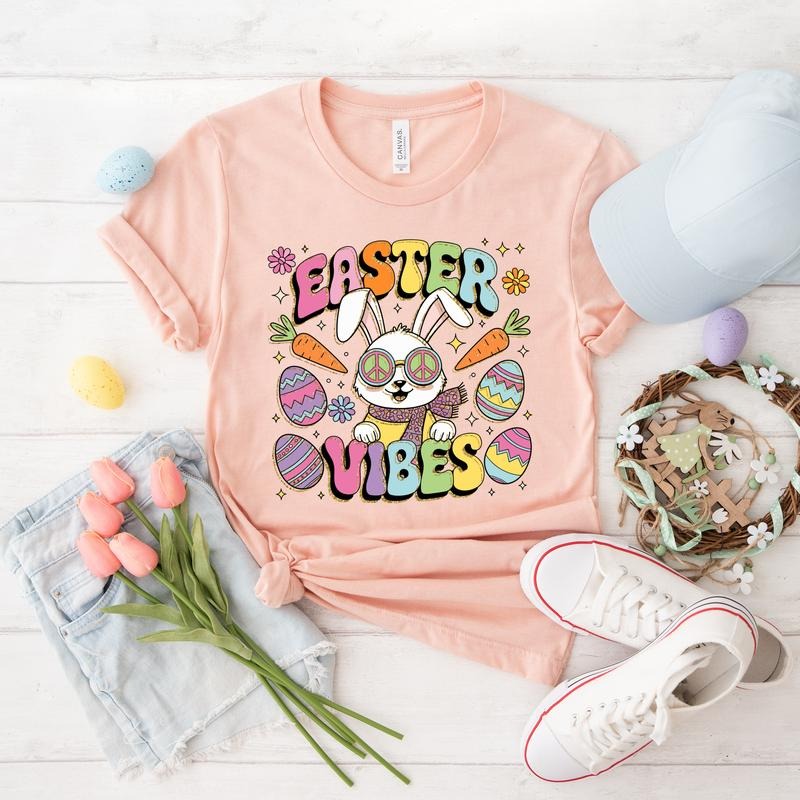 Easter Vibes Rainbow Bunny  DTF Transfers - THIS IS NOT A SHIRT Hoodie, Sweatshirt | HypeDripTees.com