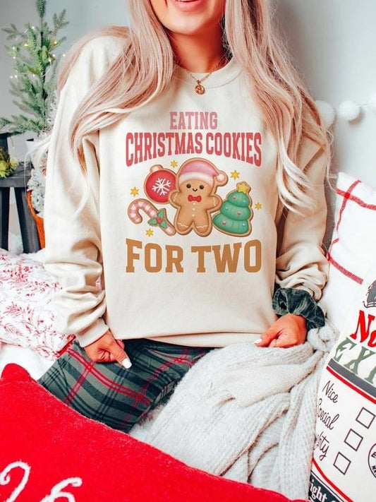 Eating Cookies for two Pregnancy Announcement Sweatshirt Christmas Maternity Sweater Holiday Gender Reveal Jumper New Mom Baby Gift