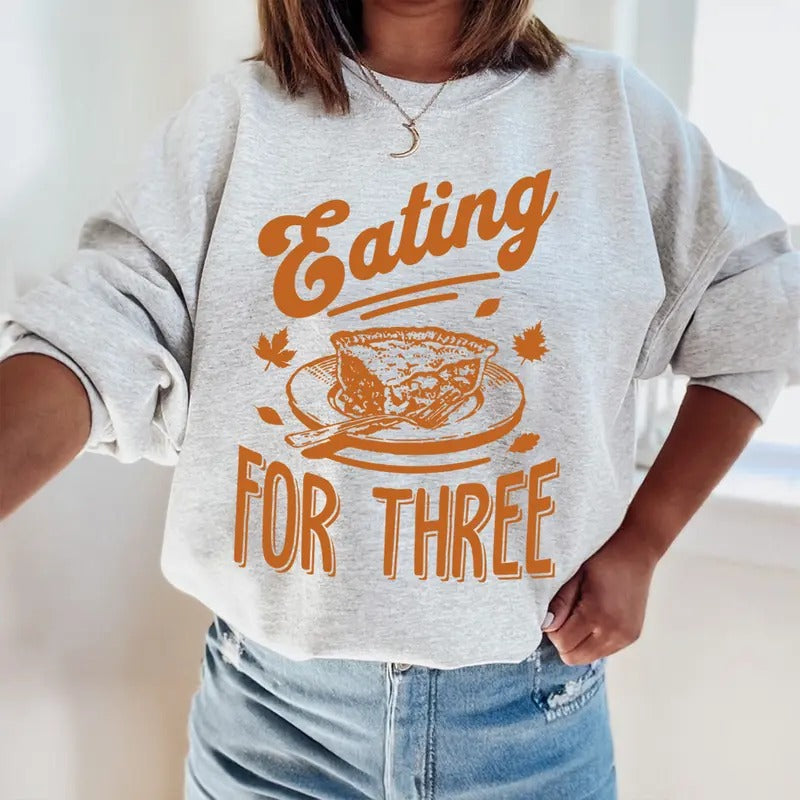 Eating Three Pregnancy Announcement Twin Maternity Shirt T-Shirts, Hoodie, Sweatshirt