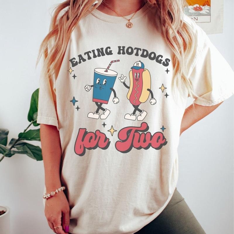 Eating Two Pregnancy Announcement Shirt Eating Hot Dogs Two Shirt Retro Baseball Maternity Shirt Baby Reveal T-Shirts, Hoodie, Sweatshirt