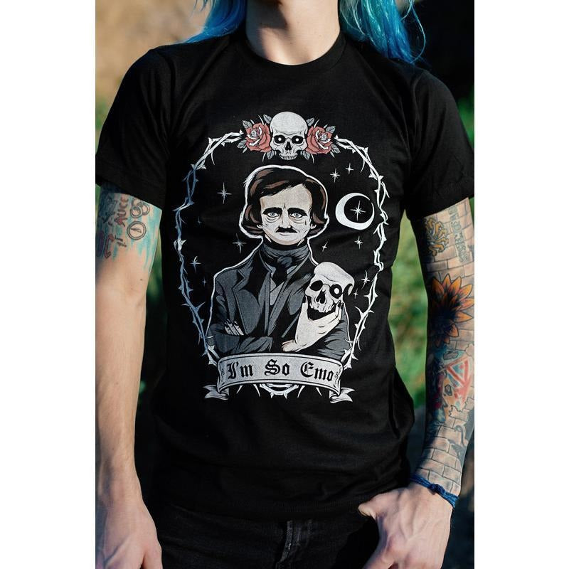 Edgar Allan Poe Moon Skull Gothic Dark Academia Aesthetic Vintage Shirt Hoodie, Sweatshirt | HypeDripTees.com