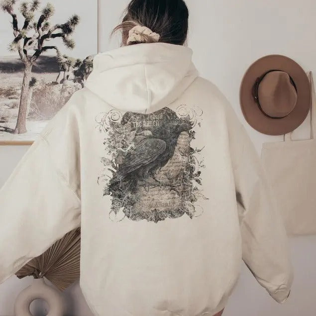 Edgar Allan Poe Shirt Poe Shirt Vintage Raven Sweatshirt Vintage Crow Hoodie Vintage Poem Shirt Quoth the Raven Hoodie...