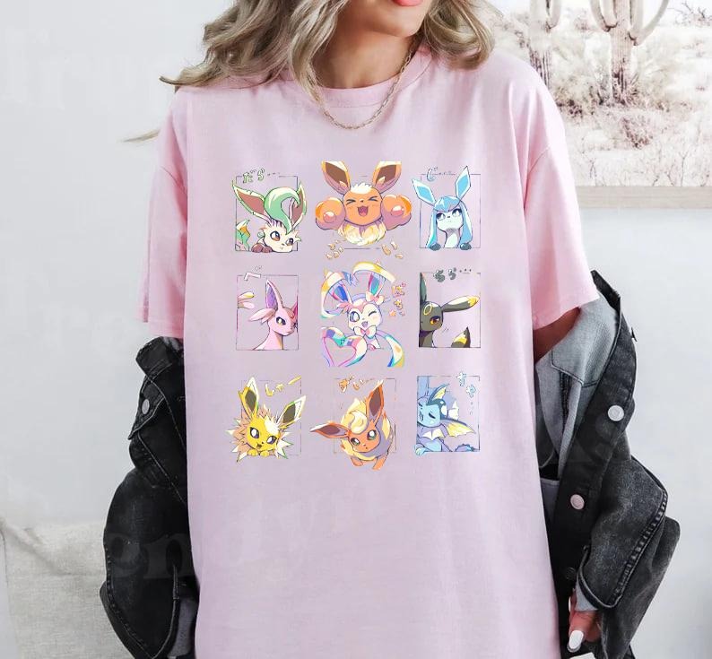 Eevee Evolutions Sweatshirt T-Shirt, Eeveelution Sweatshirt, Eevee Shirt, Sylveon, Umbreon, Espeon, Flareon Anime Hoodie