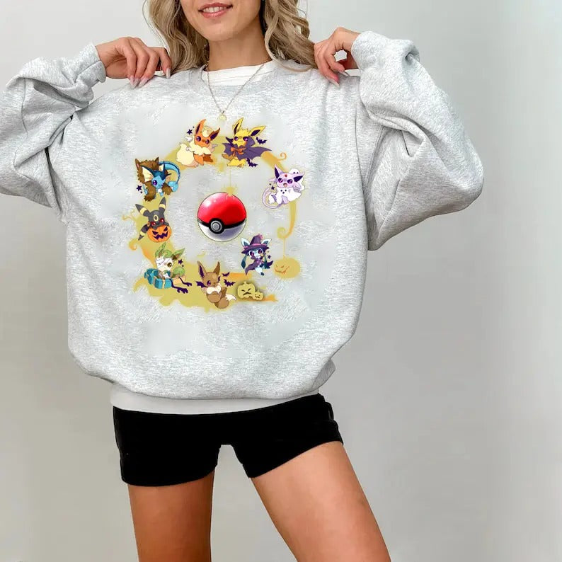 Eevee Evolutions Sweatshirt, Eeveelution Sweatshirt, Slyveon, umbreon, Espeon, Flareon Anime, Vintage Anime Sweater,...