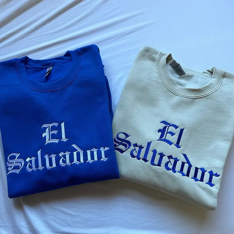 El Salvador Embroidered Sweatshirt, Mi Pais El Salvador, Guanaco Guanaca T-Shirts, Hoodie | HypeDripTees.com