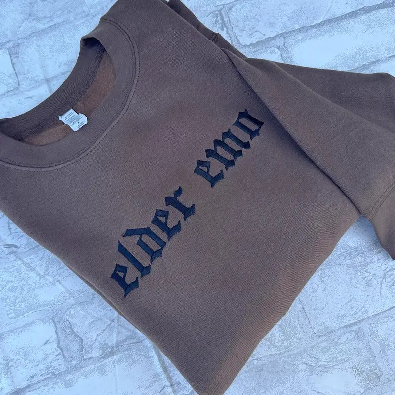 Elder Emo Embroidered Crewneck Sweatshirt, Feral Mom Crewneck, Funny Tee, Gift for Mom, Alt Fashion, Goth Clothing Hoodie
