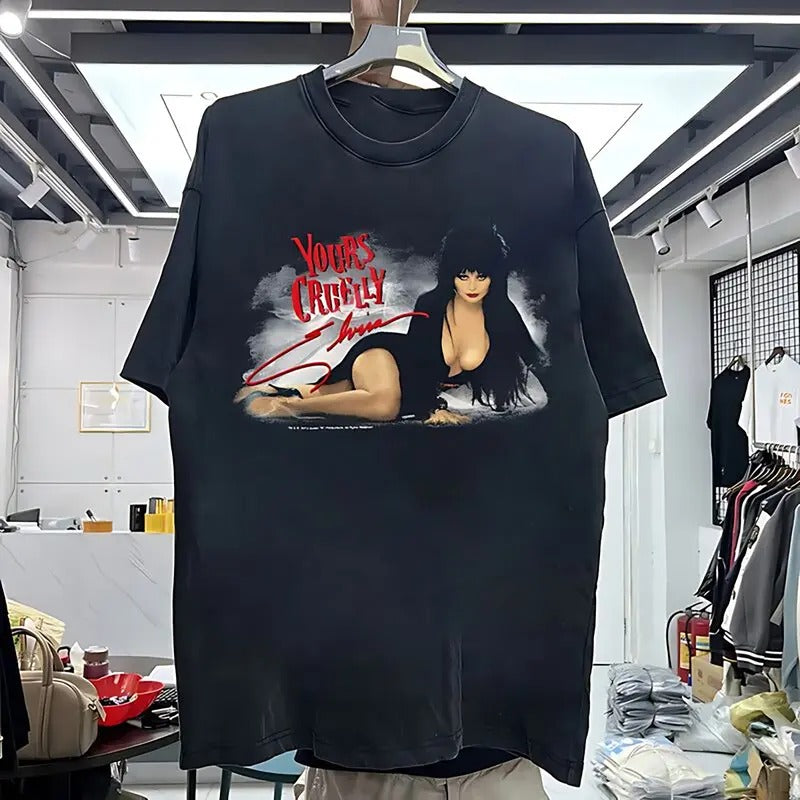 Elvira Mistress T shirt 90s Movie Short sleeve cotton shirt Hoodie, Sweatshirt | HypeDripTees.com