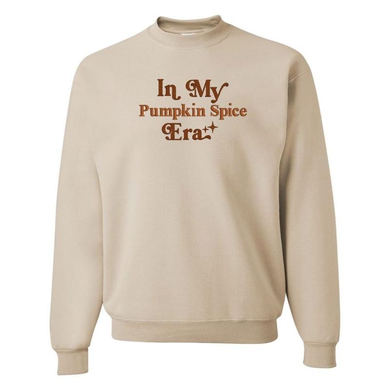 Embroidered 'In My Pumpkin Spice Era' Crewneck Sweatshirt T-Shirts, Hoodie | HypeDripTees.com