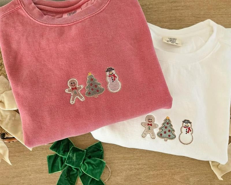 Embroidered Christmas Sweatshirt, Embroidered Christmas Cookie Sweatshirt, Christmas-Gingerbread Cookie Shirt, Tiny...
