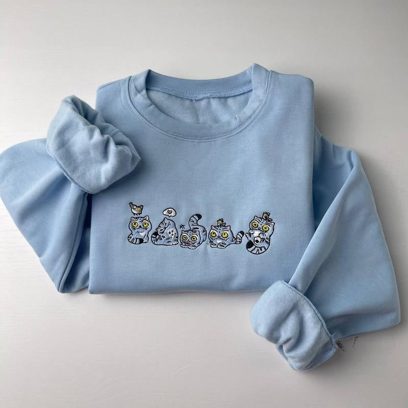Embroidered Demon Hunters Tiger Sweatshirt, Kpop Demon Hunter Tiger Merch Shirt, Hunters Tiger fan, Cute Animal Gift Hoodie