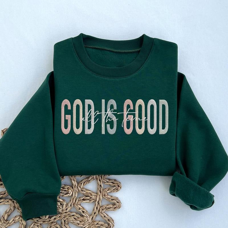 Embroidered GOD IS GOOD Sweatshirt | Christian Crewneck | Christian Sweatshirt | Faith Sweatshirt | Embroidered Crewneck...