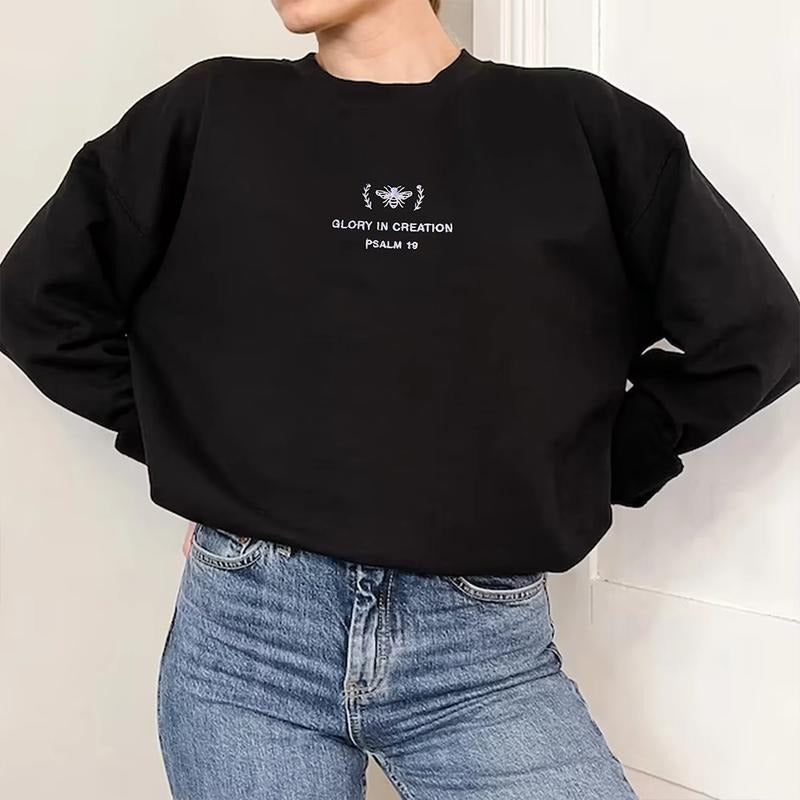 Embroidered Glory in Creation Psalm Sweatshirt, Glory in Creation, Psalm Christian Crewneck T-Shirts, Hoodie