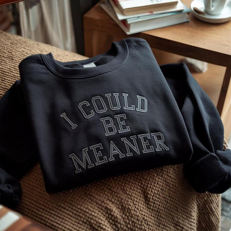 Embroidered I Could Be Meaner Sweatshirt- Spicy Attitude Shirt - Confident and Funny Apparel