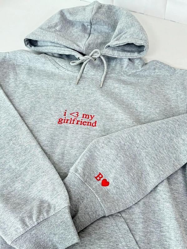 Embroidered I Love My Girlfriend Couple Matching Sweatshirt, Couple Hoodie, Boyfriend Shirt, Couple Embroidered...