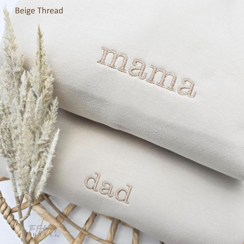 Embroidered Mom and Dad Matching Sweatshirts Mama Sweatshirt, Pregnancy Announcement, Mom Christmas gift for Mom Crewneck...