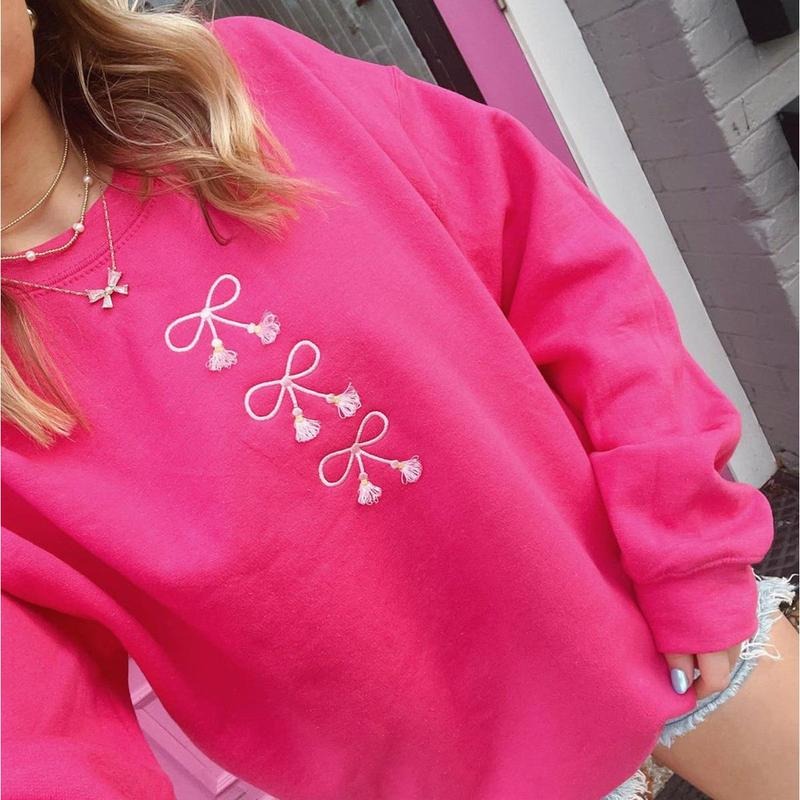 Embroidered Tasseled 'Bows' Sweatshirt T-Shirts, Hoodie | HypeDripTees.com