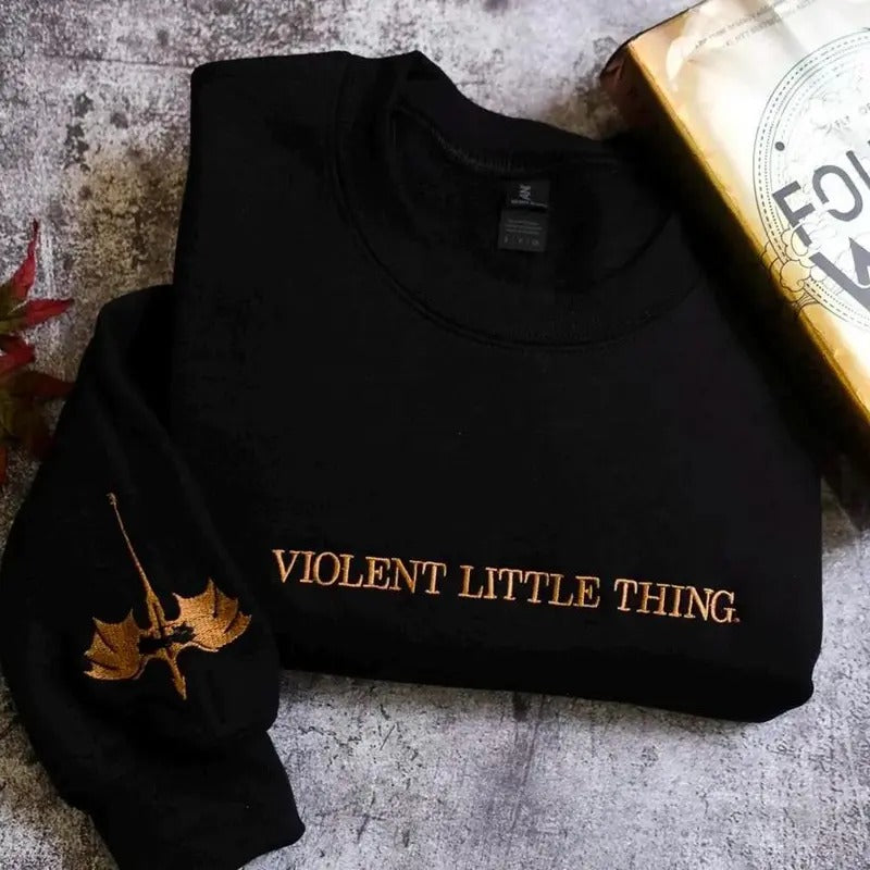 Embroidered Violent Little Thing Sweatshirt, Fourth Wing Shirt, Basgiath War College Hoodie, Dark Academia Sweatshirt,...